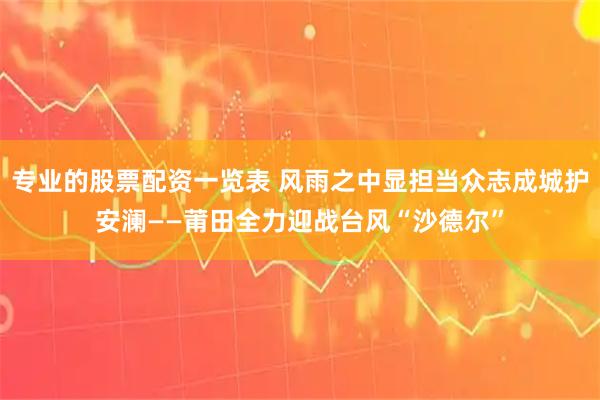 专业的股票配资一览表 风雨之中显担当众志成城护安澜——莆田全力迎战台风“沙德尔”